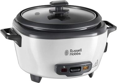 Рисоварка Russell Hobbs мала середня 0,8 л з вставкою для пароварки (функція підтримки тепла, каструля з антипригарним покриттям, ложка для рису та мірна чашка, мультиварка для овочів та риби тощо) 27030-56 Одинарний