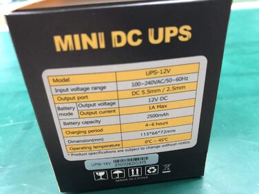 ДБЖ Mini-UPS із внутрішнім акумулятором 2500 мАг і USB-портом ДБЖ для камер та інших пристроїв (макс. 2 А) (12 В)