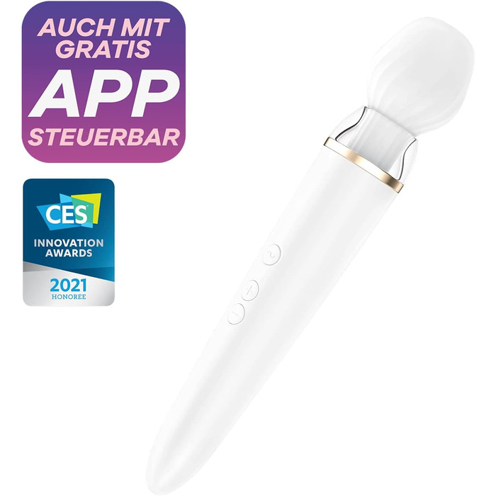 Додаток Satisfyer Double Wand-er Connect, масажер XXL, надзвичайно міцний, керування програмою, водонепроникний (IPX7), безпечний для шкіри силікон