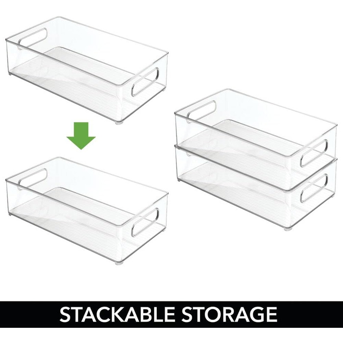 Набір mDesign з 2 офісних ящиків для зберігання - Прямокутна пластикова ящик для канцелярського приладдя - Штабельна коробка з ручками для шафи та столу - Clear