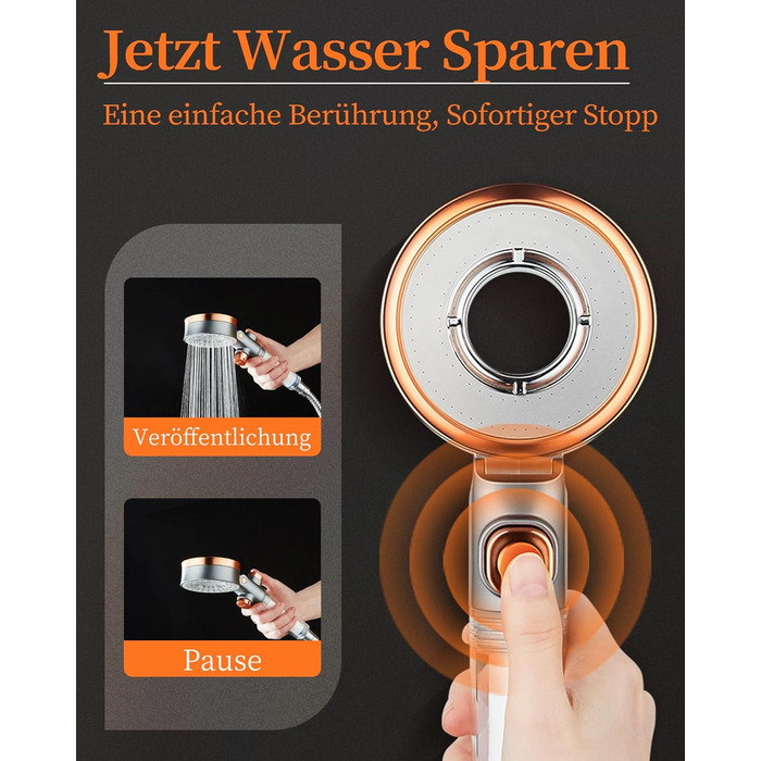 Водозберігаюча душова лійка з 3 режимами розпилення, ручний душ з фільтром проти накипу, дощовий душ, водозберігаюча душова лійка з функцією зупинки, SPA-душова лійка для душу Beauty-SPA