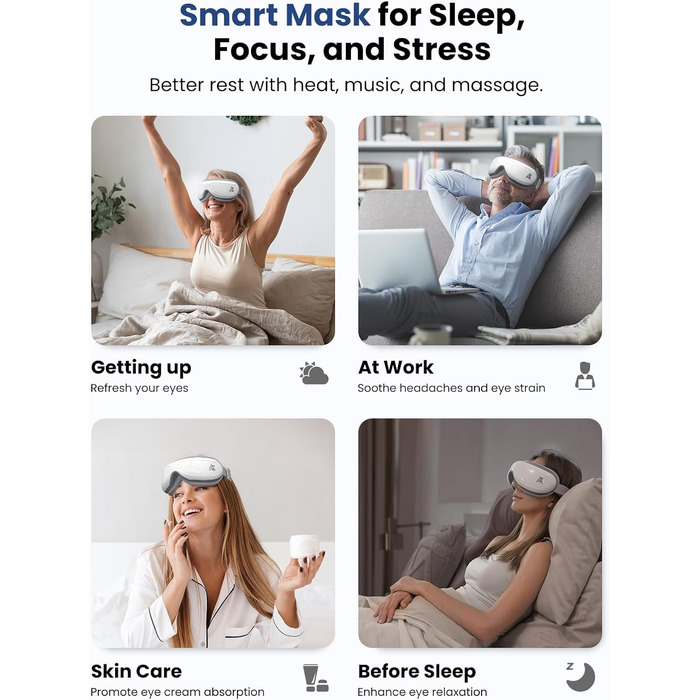 Боб і Бред EyeOasis 2 - Масажер для очей із теплом, музикою та компресійним масажем, електричний масажер для очей, маска для очей для усунення темних кіл і сухості очей, подарунки для чоловіків і жінок