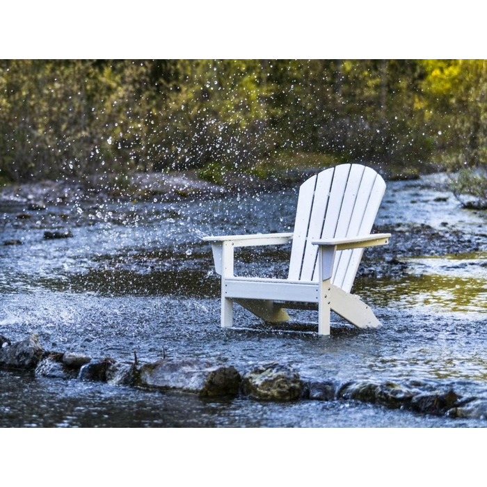 Оригінальні крісла Dream-Chairs з 2007 року Крісло Adirondack ALL SEASONS виготовлене з пластику в білому погодостійкому реклайнері для саду, балкона, тераси