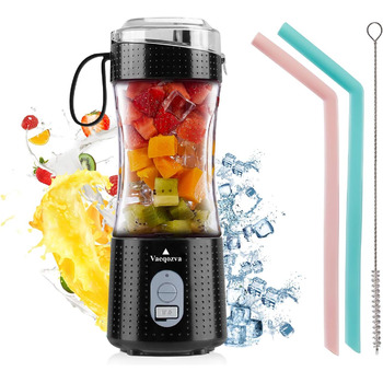 Маленький блендер Vaeqozva Smoothie Maker 350 мл, портативний блендер Smoothie Maker Mini Stand Mixer USB з 6 лопатями для соку, джему, коктейлю, смузі для спорту, подорожей на свіжому повітрі, чорний