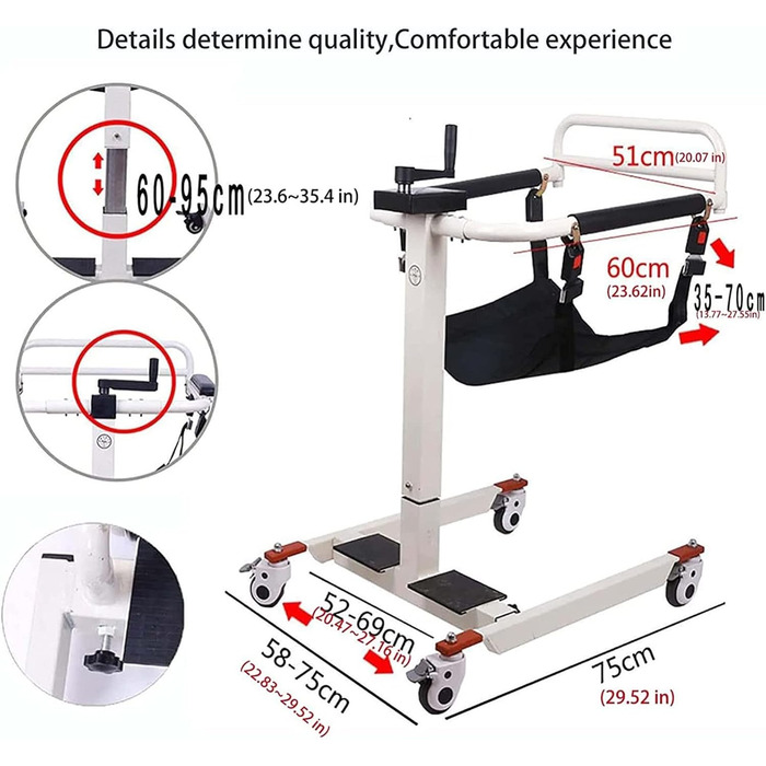 Крісло для перенесення пацієнтів, портативне крісло для перенесення пацієнта для дому, крісло для перенесення, інвалідні візки для ванної кімнати, підйомник для пацієнта додому, багатофункціональне транспортне крісло для душу для літніх чоловіків