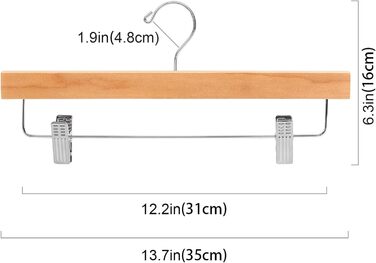 Дерев'яні вішалки для штанів, дерев'яні вішалки для штанів, вішалки для штанів з затискачами, вішалки для джинсів, підлогові вішалки, поворотні гачки, регульовані затискачі (натуральні)