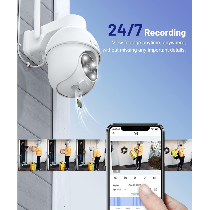 Камера спостереження GALAYOU 2K Outdoor, PTZ Outdoor WLAN IP Camera Surveillance Outdoor, WiFi купольна камера з кольоровим нічним баченням, двостороннє аудіо Y4