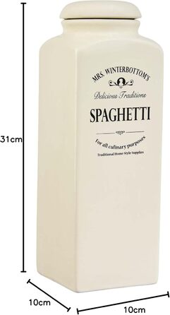 Банка для спагетті 2,2 л -MRS. WINTERBOTTOM'S- Керамічна банка з кришкою в стилі кантрі, вінтажне оформлення, кухонні аксесуари для організації кухні та зберігання спагетті та локшини