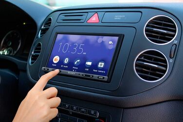 Автоматичний програвач Sony XAV-3500 (WebLink, сенсорний екран Bluetooth (6,95 дюйма), антивідблиск, сумісний з Android/iOS та такими програмами, як Waze або YouTube, потужність 55 Вт x 4), чорний без DAB