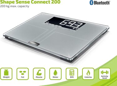 Ваги для аналізу тіла Shape Sense Connect 200 з Bluetooth, цифрові ваги для ванної кімнати для преміум-аналізу тіла (BIA), ваги для тіла обчислюють точні потреби в калоріях