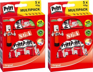 Клей-олівець Pritt 5 x 43 г, прозорий, клей без розчинника (2,)