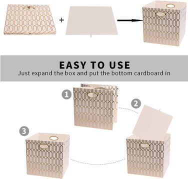 Складні кошики для зберігання Posprica - тканинні кубики для зберігання 33 x 33 см, кошик, контейнер, висувні ящики (4 шт. и, кремового кольору)