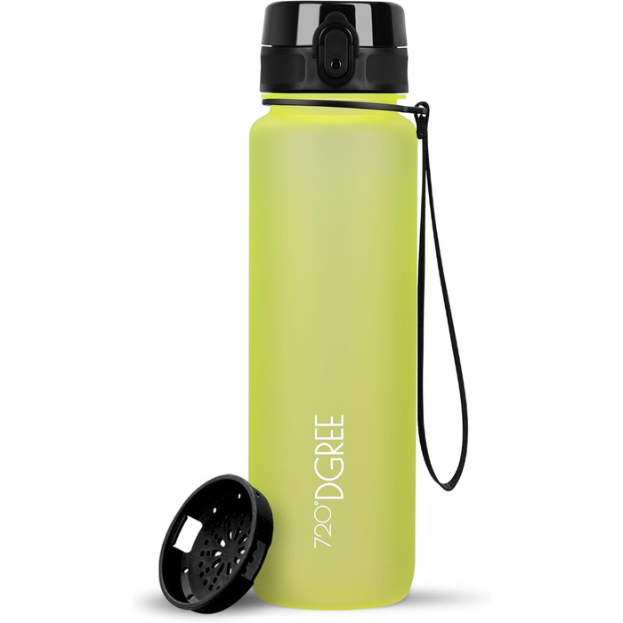 Пляшка для води 720DGREE 1л Sport 'uberBottle softTouch Sieb - Без BPA - Пляшка для води для універі, роботи, фітнесу, велосипеда, активного відпочинку, роботи - спортивна пляшка з тритану - легка, ударостійка, багаторазова (1000 мл, лимонно-жовтий - жовт