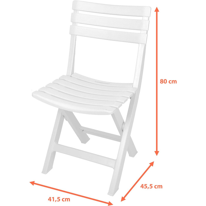 Пластиковий складаний стілець Spetebo 80 x 45 см - білий - Стілець для бістро для саду та балкона Складний - Садове крісло Крісло для кемпінгу Зовнішнє розкладне крісло для саду, балкона, тераси