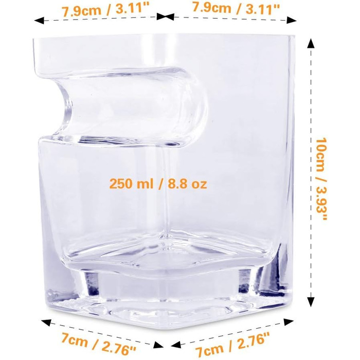 Склянки для віскі, прозорі фужери, винні аксесуари для віскі, скотчу, пива, вина Square