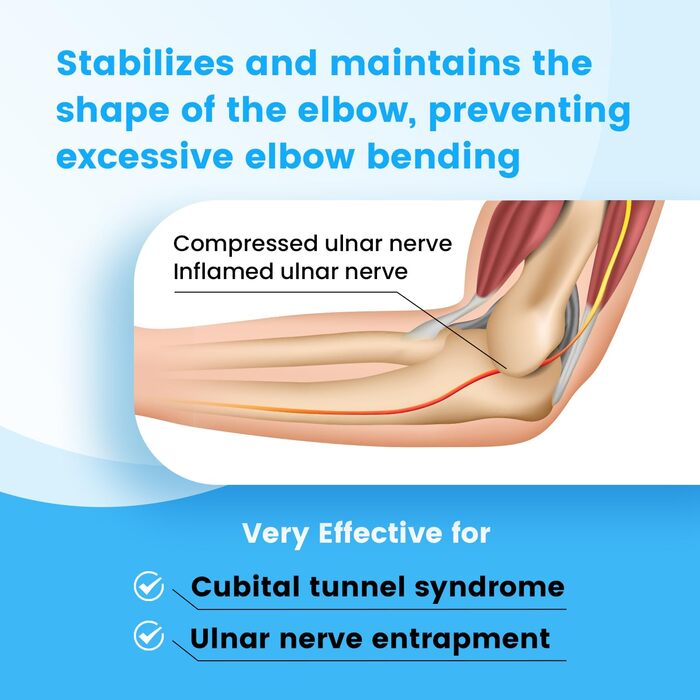 Ліктьова шина ліктя, бандаж з кубітальним тунельним синдромом для іммобілізації, бандаж ліктьового суглоба для нічного сну та денної роботи, 4 регульовані кути, для правої та лівої руки, чоловічі та жіночі L/XL