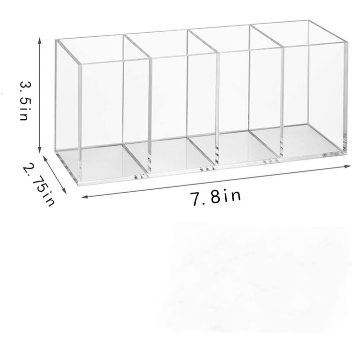 Лоток для органайзера для макіяжу, косметична вітрина для канцелярського приладдя, коробка для макіяжу для ящиків ванної кімнати, туалетні столики, стільниці, письмовий стіл, мийний кришталево прозорий акрил (4 клітинки) 4 осередки