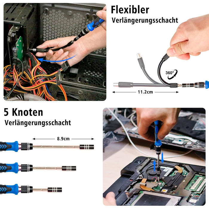 Набір прецизійних механічних викруток SHARDEN, 122 в 1 міні-набір прецизійних інструментів з Torx T2 T5 T6 T8 T9, набір для ремонту мобільних телефонів для годинників, ПК, окулярів, PS, камери, iPhone з 1 магнітною накладкою синій