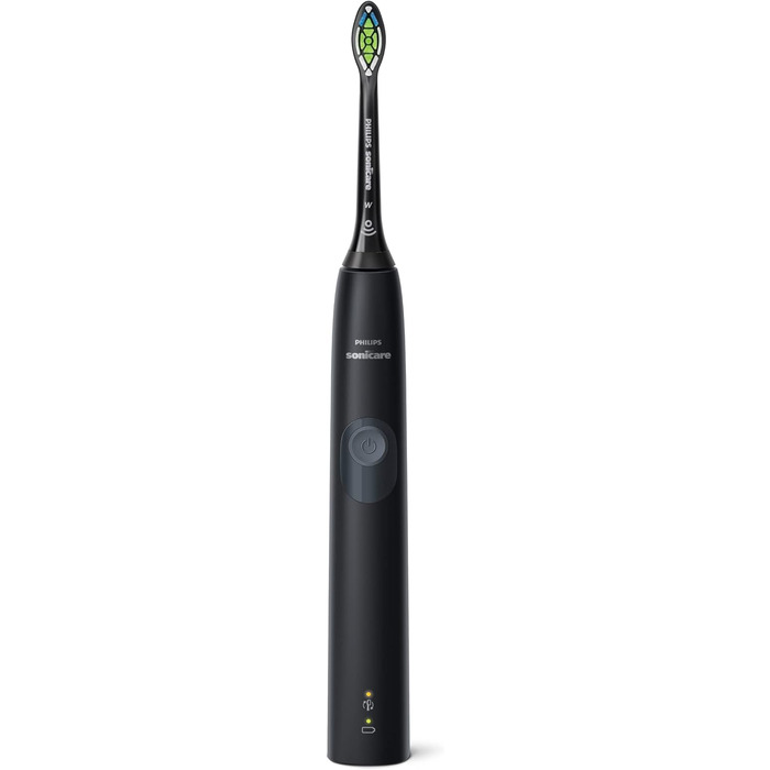 Звукова електрична зубна щітка Philips Sonicare HX6800/87 ProtectiveClean 4300 із вбудованим датчиком тиску, 1 режимом чищення, 1 x функцією BrushSync, чорно-сіра, 2-контактна вилка