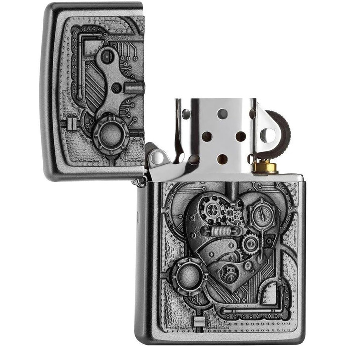 Запальничка Zippo PL STEAM Punk Heart, латунна, з вигляду нержавіючої сталі, 1 x 3,5 x 5,5 см