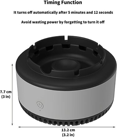 Бездимна попільничка GOYISEE для сигарет в приміщенні, очищувач повітря, подарунки для курців, підходить для дому автомобіля офісу на відкритому повітрі сірий
