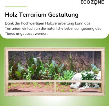 Дерев'яний тераріум ECOZONE з бічною вентиляцією 120x50x50 см - Дерев'яний тераріум з плит OSB - тераріуми для екзотичних тварин, таких як змії, рептилії та земноводні