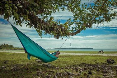 Туристичний кемпінг-гамак NATUREFUN 275 x 140 см преміум-класу максимальна вантажопідйомність до  300 кг дихаючий, швидковисихаючий з парашутного нейлону з 2 карабінами  сірий