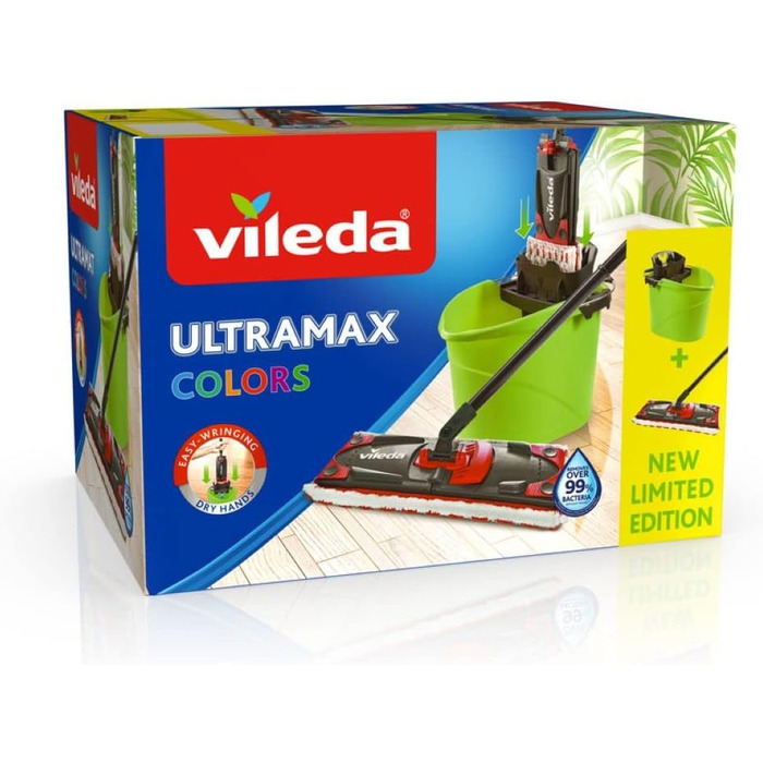 Комплект Vileda Ultramax 2в1 для миття підлоги швабра з ручкою, чохол з мікрофібри та відро з потужним пресом в наборі Grnultramax