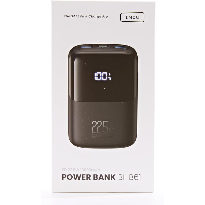 Вт швидка зарядка 10000mAh PowerBank маленький, але потужний, PD3.0 QC4.0 USB C вхід і вихід Зовнішній акумулятор мобільного телефону для iPhone 16 15 14 13 12 X Pro Max Mini Plus Samsung S23 AirPods iPad тощо чорний, 22,5