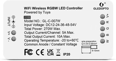 Керування контролером світлодіодної стрічки GLEDOPTO RGB RGBW WiFi DC12-24-54V через програми Tuya/Smartlife Голосове керування Alexa та Google Home