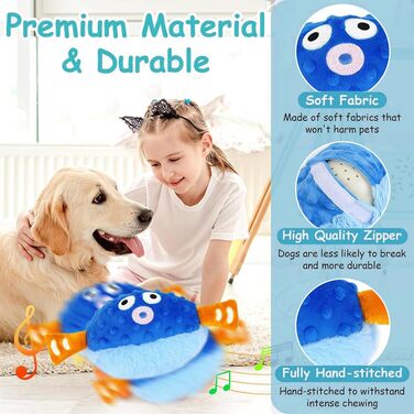 HEYIDAMAI Moving Dog Toy, Dog Toy Movable Electric, Interactive Dog Toy, Active Moving Pet Plush Toy with Sound and Bouncing for Dogs Cats (Blue), HEYIDAMAI Moving Dog Toy, Dog Toy Movable Electric, Interactive Dog Toy, Active Moving Pet Plush Toy with So