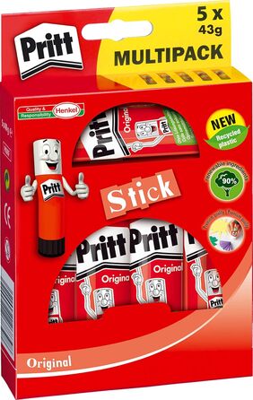 Клей-олівець Pritt 5 x 43 г, прозорий, клей без розчинника (2,)