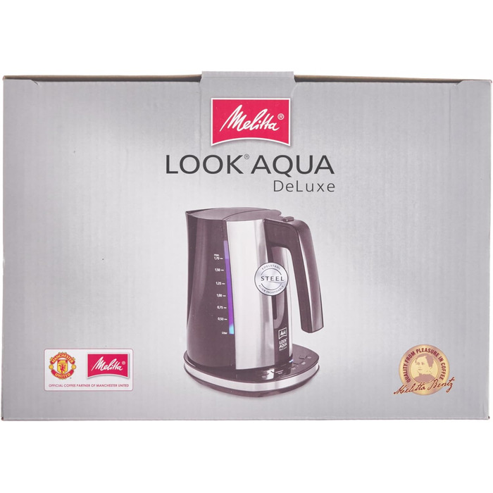 Чайник - MELITTA - Look Aqua DeLuxe 1026-14 з налаштуванням температури (80 C, 95 C, 100 C) для чаю та дитячого харчування та функцією збереження тепла, 1,7 л, 2400 Вт з налаштуванням температури один