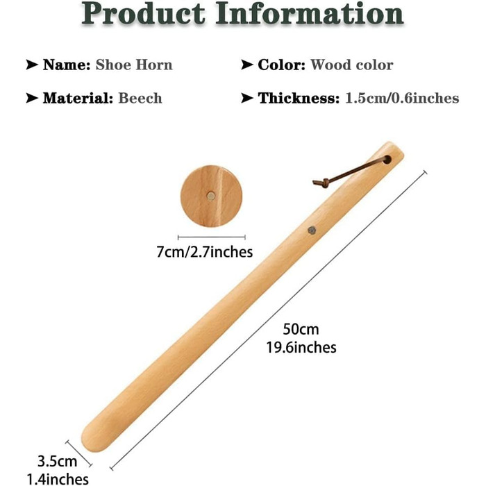 Довгий ріжок для взуття, міцний ріжок для взуття, ріжок для взуття для жінок, подорожі, букове дерево, японський стиль, інноваційний магнітний дизайн, подовжувач для вагітних 19,6 дюймів колір дерева