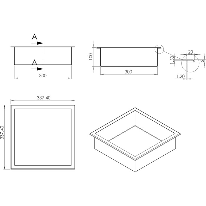 Настінна ніша з нержавіючої сталі BERNSTEIN BS303010-30 x 30 x 10 см - Поличка для душової кабіни для ванного приладдя - Гнучка установка - Доступна в чорному, білому та нержавіючому виконанні, колір чорний