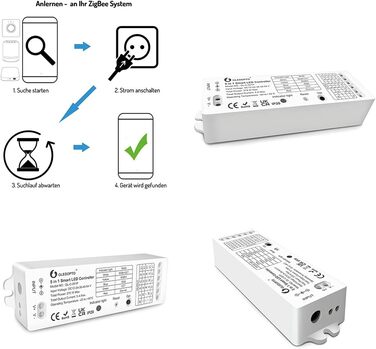 Контролер GLEDOPTO ZigBee для світлодіодної стрічки RGBCCT WRGBWW для 12 В або 24 В протестовано з Philips Hue*, Alexa Echo Plus, Homee (серія 5в1 Pro)