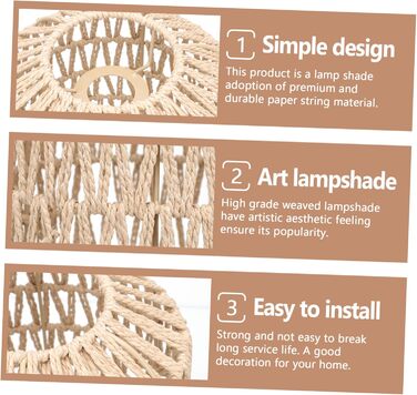 Паперовий мотузковий абажур Абажури для настільних ламп Декор столу Стельовий світильник Кухонні світильники Плетені абажури Ротанг Кошик для білизни багаторазовий хакі 20,5х19см