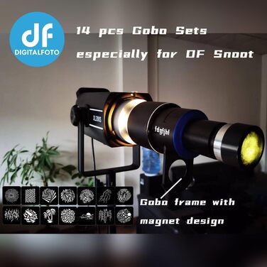 Набір Gobos для проектора DF DIGITALFOTO Optical Snoot Bowens, 14 шт. відеокарти Gobo з нержавіючої сталі для проектора Gobo Bowens