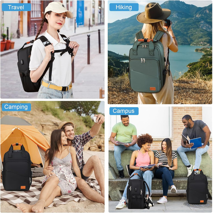 Рюкзак для ручної поклажі Ryanair 40x20x25, Myhozee Small Travel Backpack Рюкзак для ручної поклажі Airplane Bag Рюкзак для ділових поїздок з окремим 14-дюймовим відділенням для ноутбука для жінок і чоловіків, 20 л Чорний-20л