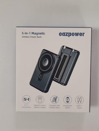 Бездротовий магнітний Powerbank 10000mAh з інтегрованим USB-C кабелем і підтримкою швидкої зарядки 20W PD