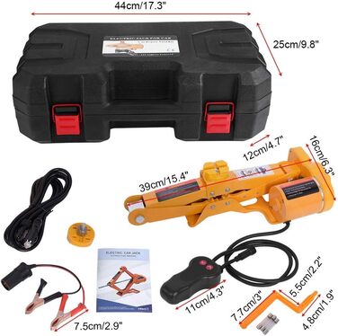 Електричний домкрат, 12 В 2Т Електричний домкрат Автомобільний домкрат Ножичний підйомник домкрата до 12 см - 35 см Висота підйому з лампою для позашляховика, фургона, гаража та аварійного обладнання