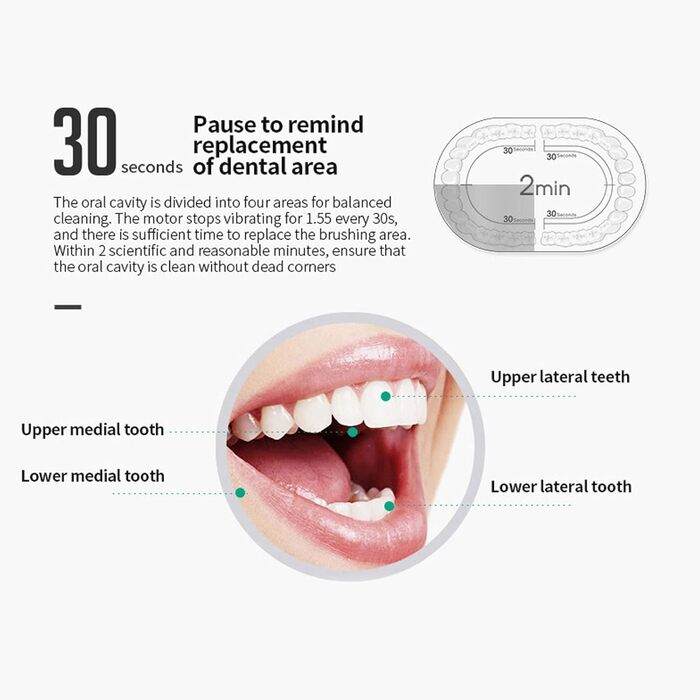 Електрична зубна щітка, водонепроникність IPX7, 6 режимів, зубна щітка з 4 головками (біла)
