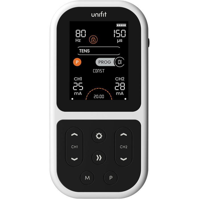 Режим TensCare Unifit TENS, EMS & Massage Mode сприяє зняттю болю, реабілітації м'язів, розслабленню м'язів та спортивним тренуванням