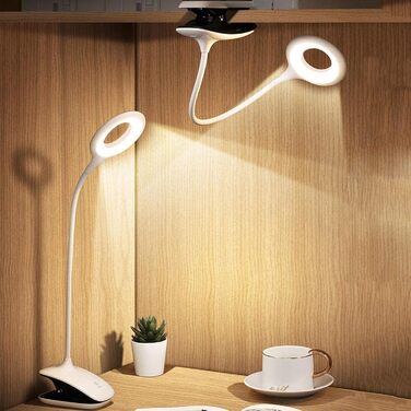 Ліжко, Світлодіодна лампа для читання Ліжко Touch Dimmable 3 кольори Ліжко Lamp Clamp Lamp Lamp Захист очей Gooseneck Лампа для читання Kids USB акумуляторна для навчання, роботи, (білий)