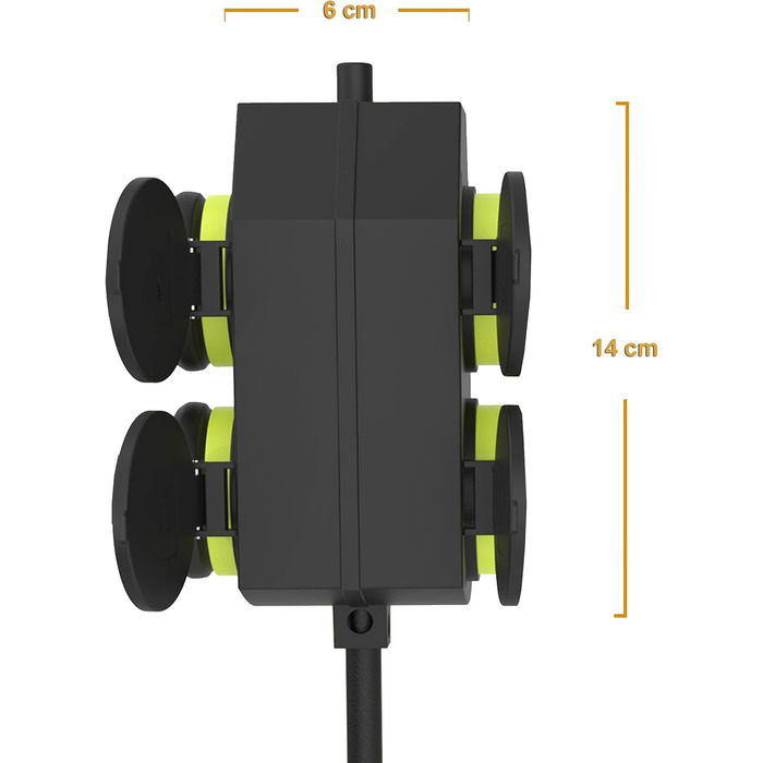 Подовжувач MutecPower 10 м з 4 розетками schuko для використання на вулиці IP44 H05RR-F3G 1,5 мм подовжувач з 4 захисними розетками 4-х смуговий зовнішній розподільник 10 метрів чорний/зелений 10 метрів 4 відділення