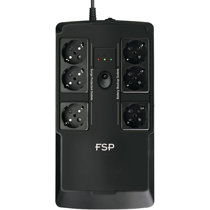 ДБЖ FSP PPF4801702 Fortron Nano Fit 800 800 ВА/480 Вт, 220-240 В/50-60 Гц, автономний, 12 В, 5 Агод, 6xSCHUKO, 2xUSB, 2xRJ45 Чорний