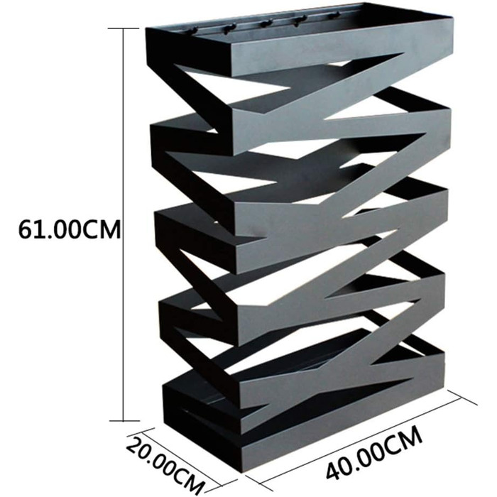 Підставка для парасольки PGKTKCWH, металева підставка для парасольки, окремо стоячий тримач парасольки для палиць, з 5 гачками, прикраса для входу та офісу/чорний