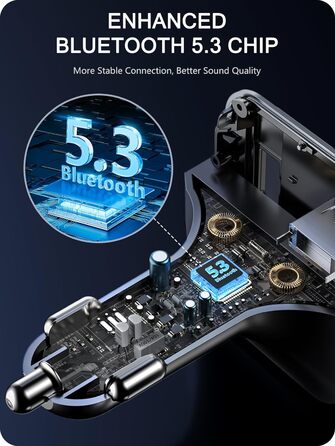 Автомобільний FM-передавач LENCENT Bluetooth 5.3, адаптер тону високих і низьких частот, радіоадаптер з PD 20 Вт і QC 3.0, гучний зв'язок, Siri Google Assistant