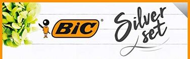 Канцелярський набір BIC з 8 шт. 2 кулькові ручки, 1 блокнот, 1 тонка підводка, 1 олівець, 1 механічний олівець, 1 маркер і 1 гелевий валик, набір Silver Set