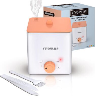 Оновлений очищувач менструальних чашок Menstrual Cup Steamer 2 в 1 режими приготування та приготування на пару, таймер з кнопкою одним натисканням, автоматичне вимкнення, з 1 щіткою для чищення, 1 термостійкий затискач помаранчевий